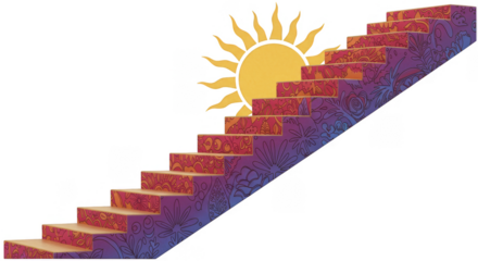 Golden Sun Rises Above Staircase Steps To Success Transparent Design