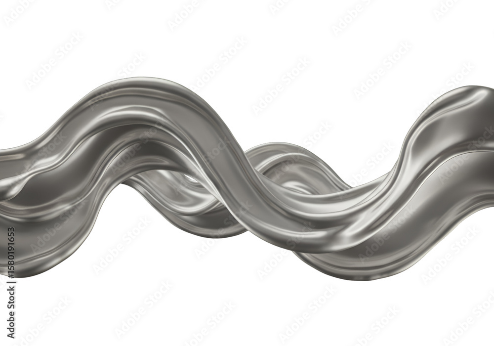 Poster abstract background silver metallic ribbon wave design with curve 3d render