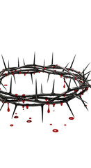 Illustration Crown of Thorns with Red Blood on Black Transparent Background
