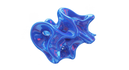 Glossy Blue 3D Shape Render Abstract Element on Transparent Background