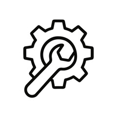 Line art icon wrench crossing gear