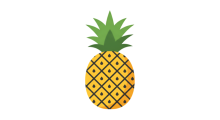 Illustration of a Tropical Pineapple Fruit with Yellow Grid Pattern