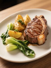 Grilled Filet Mignon with Saut&eacute;ed Baby Bok Choy & Duchess Potatoes