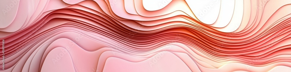 Aufkleber elegant and soft pastel gradients with 3d wave patterns in peach to coral for modern art background