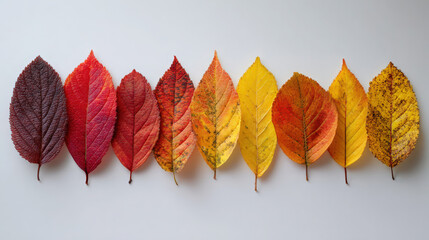 Vibrant autumn leaves showcasing a beautiful gradient of warm fall colors.