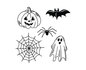 Fototapeta premium happy halloween day background, pumpkin monster vector design Orange Background, Banner Vector Design