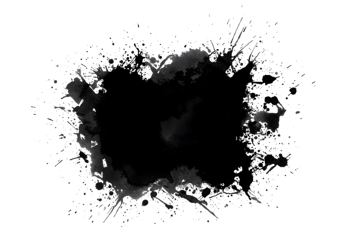 Abstract Black Watercolor Ink Splash Stain Brush Art Transparent Background