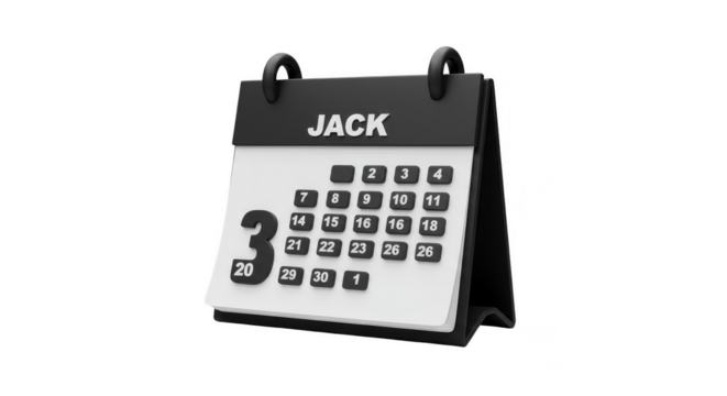 Illustration Calendar with Jack Deadline on Transparent Background