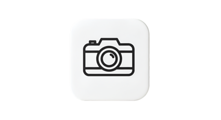 Illustration of Camera Icon with Rounded Square Button on White