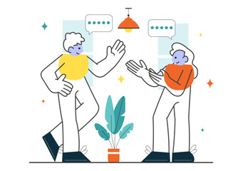 Social Interaction Vector Illustration Featuring Mobile Social Communication with Friendly Conversations and Audience Engagement in a Background