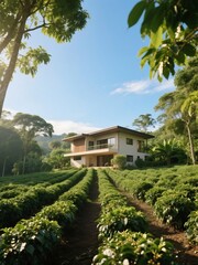 a beautiful coffee plantation and modern house