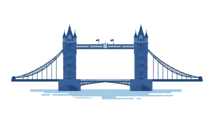Illustration of London Tower Bridge Landmark on Transparent Background