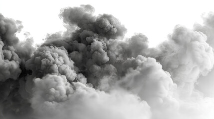 dark fog or smoke effect isolated on white background. Steam explosion special effect. Effective texture of steam, fog, smoke. Design elements