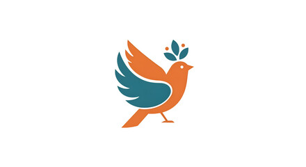 Illustration of a Flying Bird Logo with Orange and Blue Color Scheme