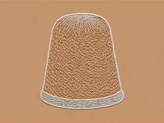  A delicate thimble showcased within an intricate embroidered design against a warm