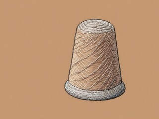  A delicate thimble showcased within an intricate embroidered design against a warm