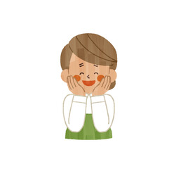 喜んでいるエプロンを着用した女性-ガッシュ