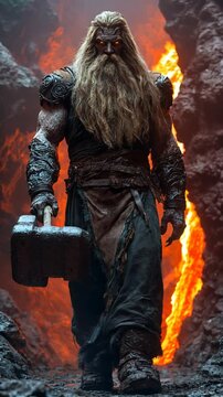 The mighty ancient Greek god Hephasteus walks in armor. Myths come to life! Witness the mighty Greek gods and Titans&mdash;power, fury, and glory in epic video!. High quality FullHD footage