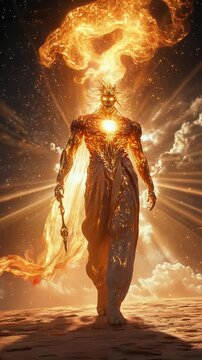 The mighty ancient Greek god Hyperion walks in armor. Myths come to life! Witness the mighty Greek gods and Titans&mdash;power, fury, and glory in epic video!. High quality FullHD footage