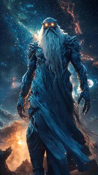 The mighty ancient Greek god Uranus walks in armor. Myths come to life! Witness the mighty Greek gods and Titans&mdash;power, fury, and glory in epic video!. High quality FullHD footage