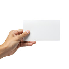 Obraz premium Hand Holding Blank White Business Card Mockup Template Isolated Design