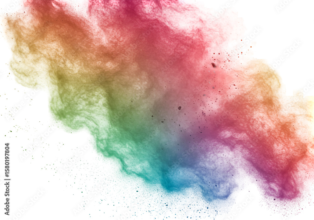Poster abstract colorful powder splash explosion on transparent background
