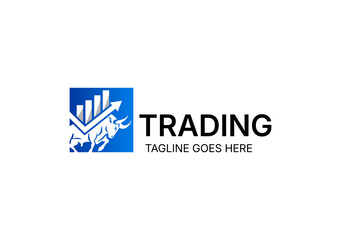 bull chart stats stock exchange logo vector icon