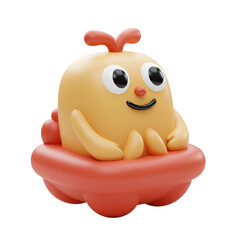 Naklejka premium Illustration of Cute Funny Cartoon Character 3d Rendering on Isolated Background