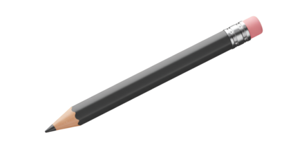 Illustration of Gray Pencil With Eraser on Transparent Background