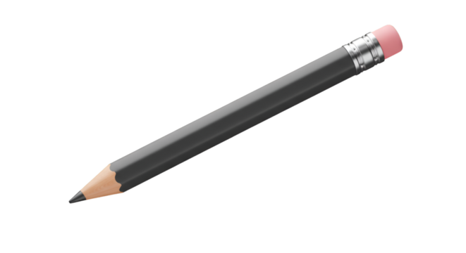 Illustration of Gray Pencil With Eraser on Transparent Background