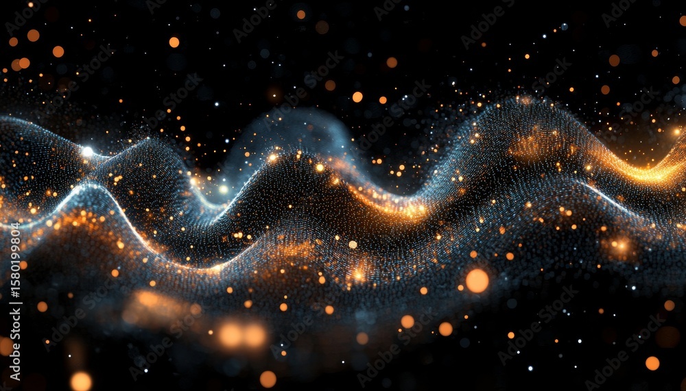 Poster digital innovation wallpaper with geometric dot network on gradient motion background