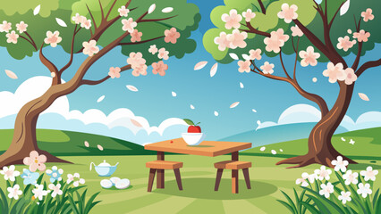 spring landscape with a tree