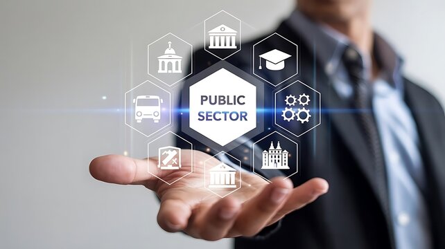 Public sector services and institutions represented by icons