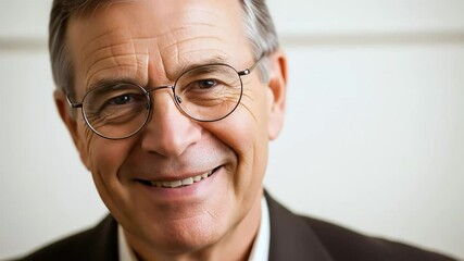 Smiling senior man portrait in studio lighting