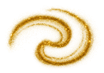 Abstract Gold Glitter Swirl Design Element in Transparent Background