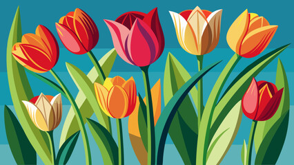 Obraz premium red and yellow tulips