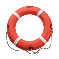 Illustration of Isolated Red Lifebuoy with White Stripes and Ropes