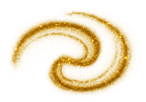 Abstract Gold Glitter Swirl Design Element in Transparent Background