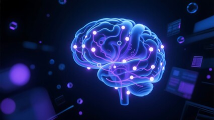 Obraz premium A glowing 3D digital brain