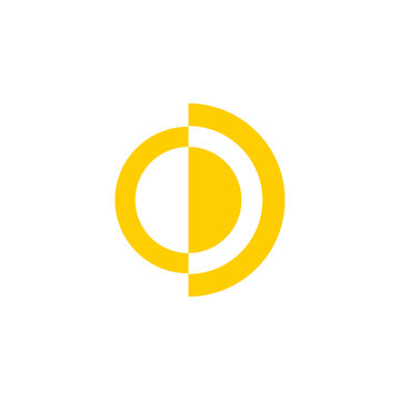 A minimalist yellow logo composed of two interlocking semi-circles, forming a stylized letter 'C' and an abstract 'O' or half-circle shape