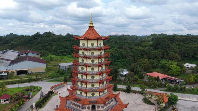 Beautiful architecture pagoda temple of located on Kuching, Sarawak, Malaysia