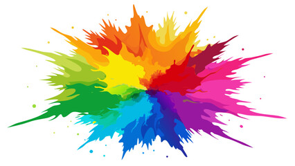 Vibrant rainbow colored paint splash explosion on white background