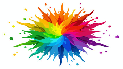 Colorful abstract flower shape with rainbow petals and scattered dots