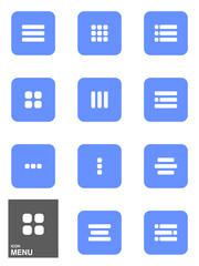 UI Menu Icon Collection – Grid, Lines, and Dots Symbols