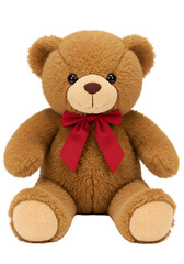 Obraz premium Illustration of Brown Teddy Bear Plush Toy with a Red Bow Isolated