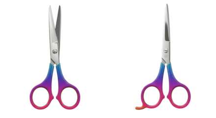 Illustration Of Sharp Metal Scissors For Hairdressing With Gradient Handle