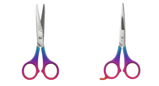 Illustration Of Sharp Metal Scissors For Hairdressing With Gradient Handle