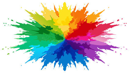Vibrant rainbow color splash explosion on a white background