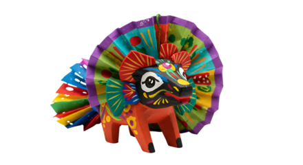 Isolated 3D Render of Colorful Alebrije Animal Figurine Traditional Mexican Art