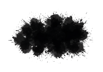 Abstract Illustration of Black Ink Splatter Isolated on Transparent Backdrop